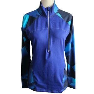 Athleta Women's Running Wild Blue 1/2 Zip L/S Athletic Pullover M Geometric